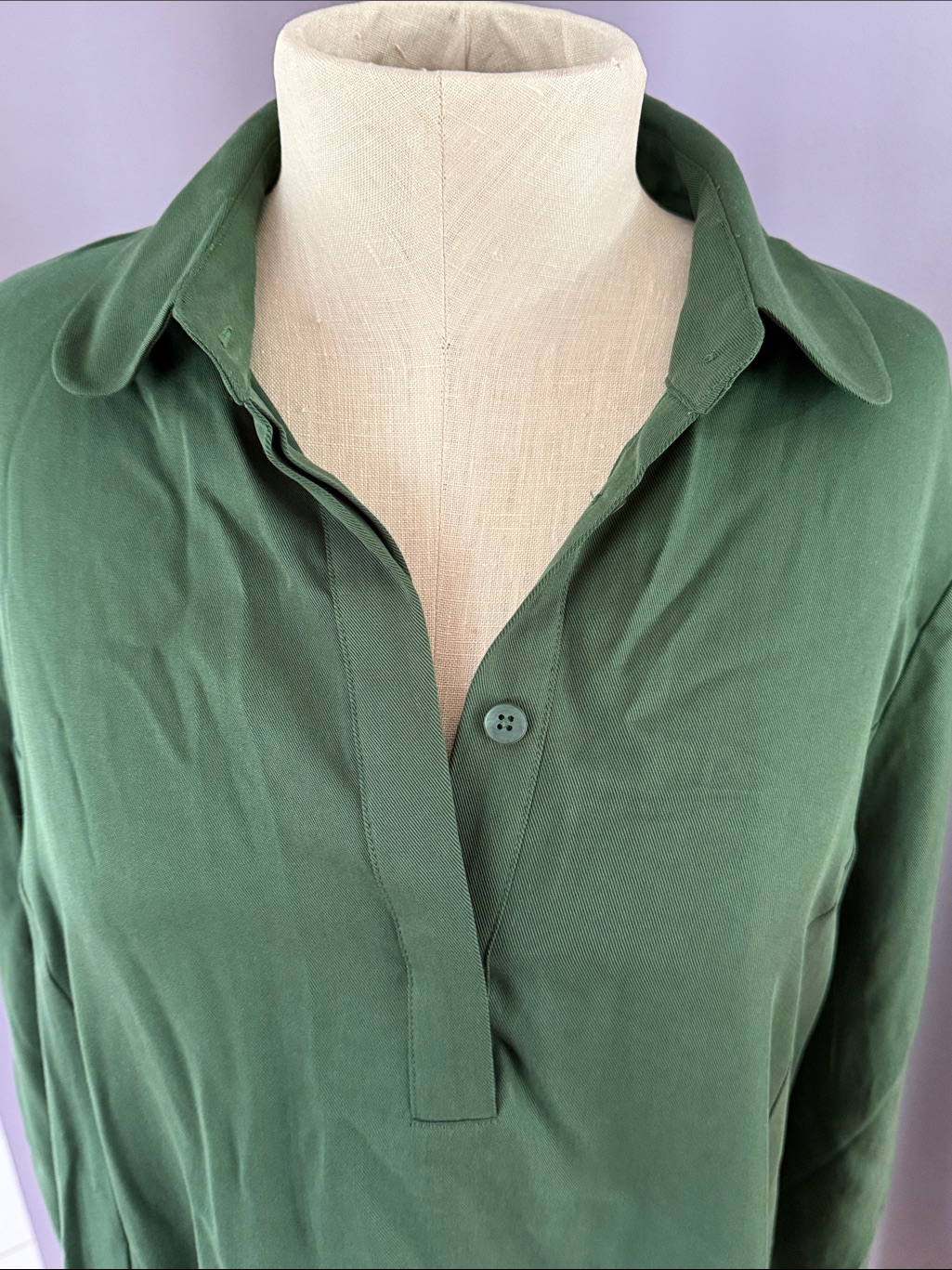 Nwt Women’s Forest Green Long-Sleeve Polo Dress L — image 4 of 5